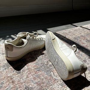 Veja All White Esplar Low Sneakers, Size 5 US
